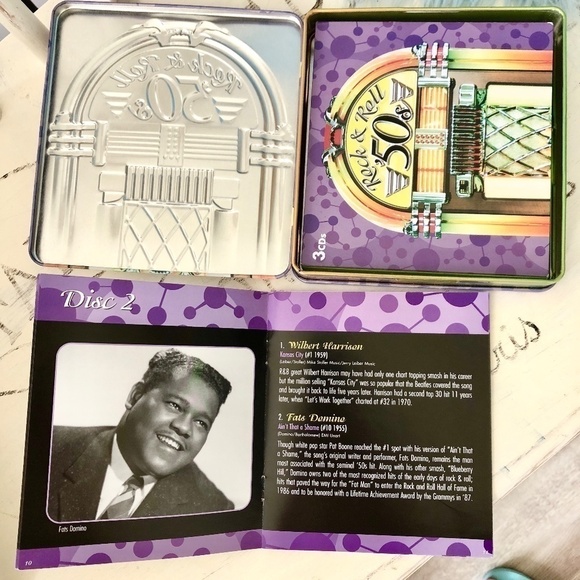 50s, Rock And Roll, Music CD, Tin Set Of 3 CDs, With‎ 23 Page Booklet Insert - Picture 8 of 13